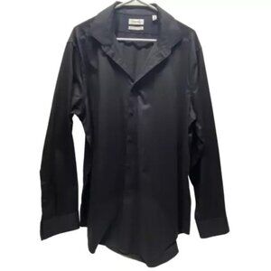 Calvin Klein Men's XL Black Button Up Infinite Wrinkle Free Slim Fit Stretch EUC